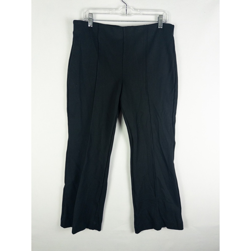 Maeve Anthropologie The Margot Flare Pants Womens L Black Stretch Minimalist